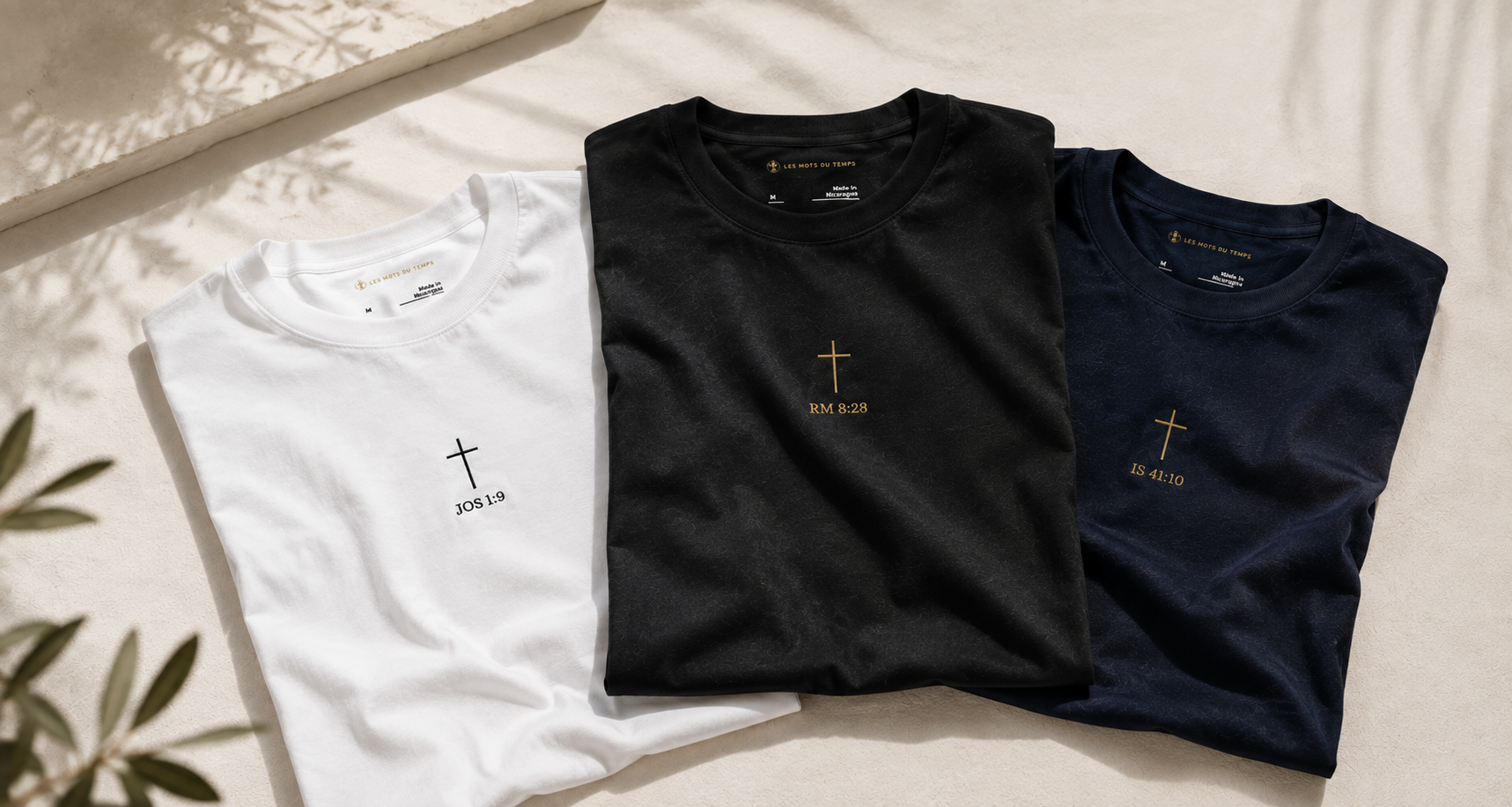 Collection de t-shirts chrétiens brodés Les Mots du Temps