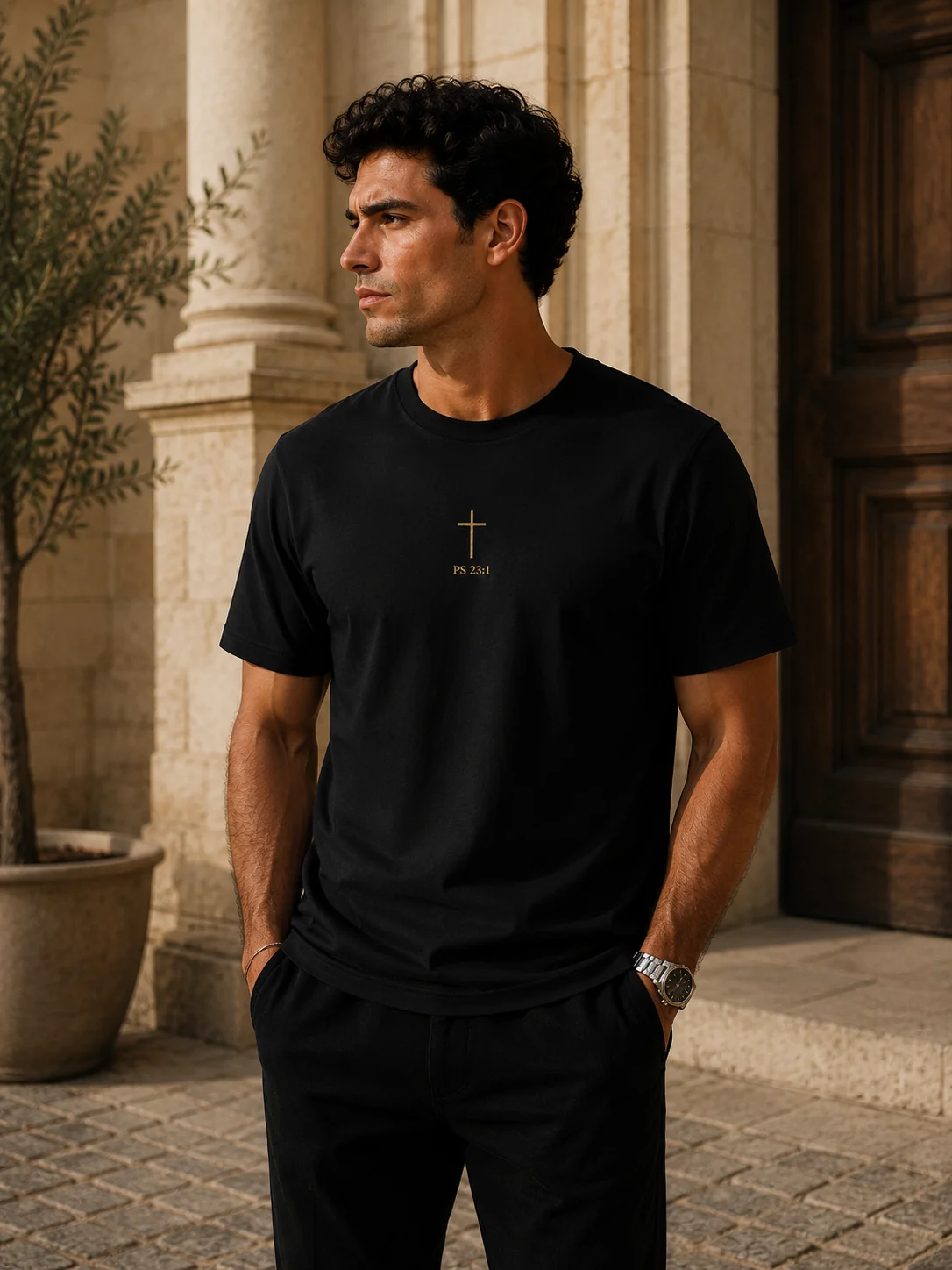 T-shirt Chrétien Brodé – Psaume 23:1 – Image 5