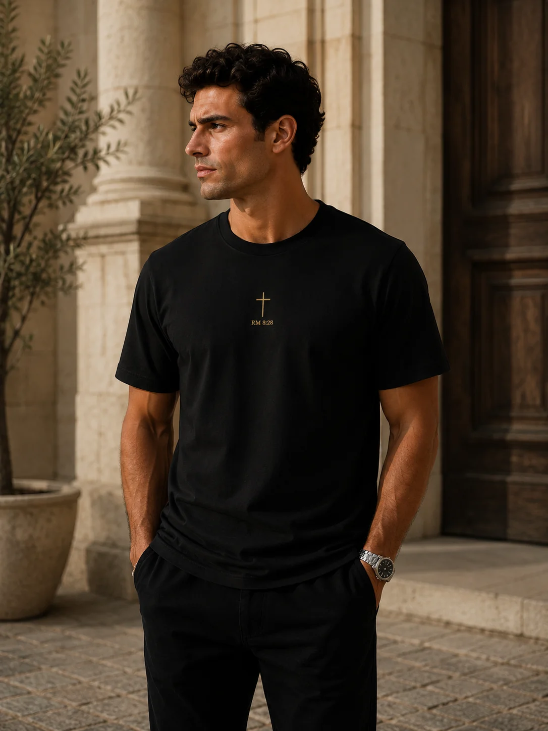 T-shirt Chrétien Brodé – Romains 8:28 – Image 5